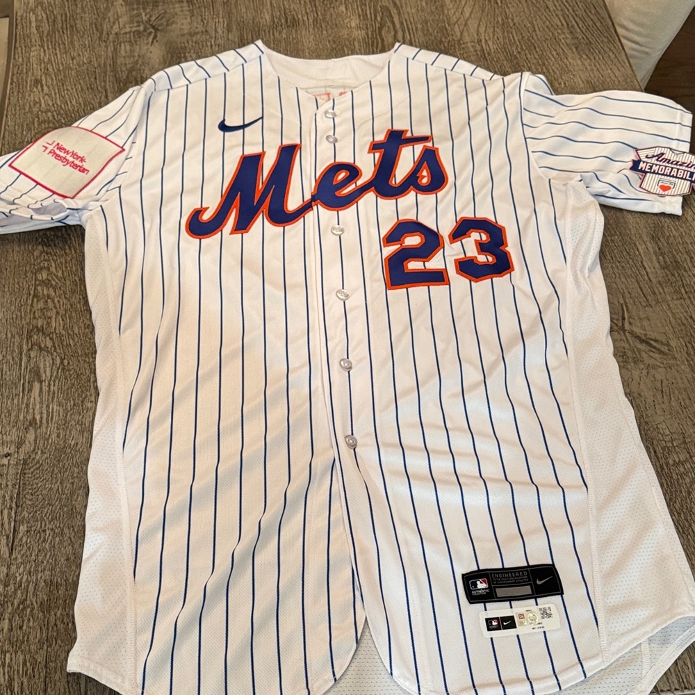 Nike Mets White and Blue Pinstripe Jersey